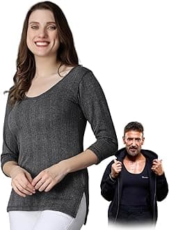 Wearslim® Women's Winter Warmer Thermal Vest 3/4 Sleeves Ultra Soft Scoop Neck Winter Inner Wear Top Johns Underwear