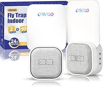 Fruit Fly Traps for Indoors, 2 in 1 Flying Insect Traps with Digital Clocks, (2 Devices & 10 Refills) Fly Traps Indoor, Bug Zapper Trap House, Fly Catcher for Home - 400 Sq Ft of Protection