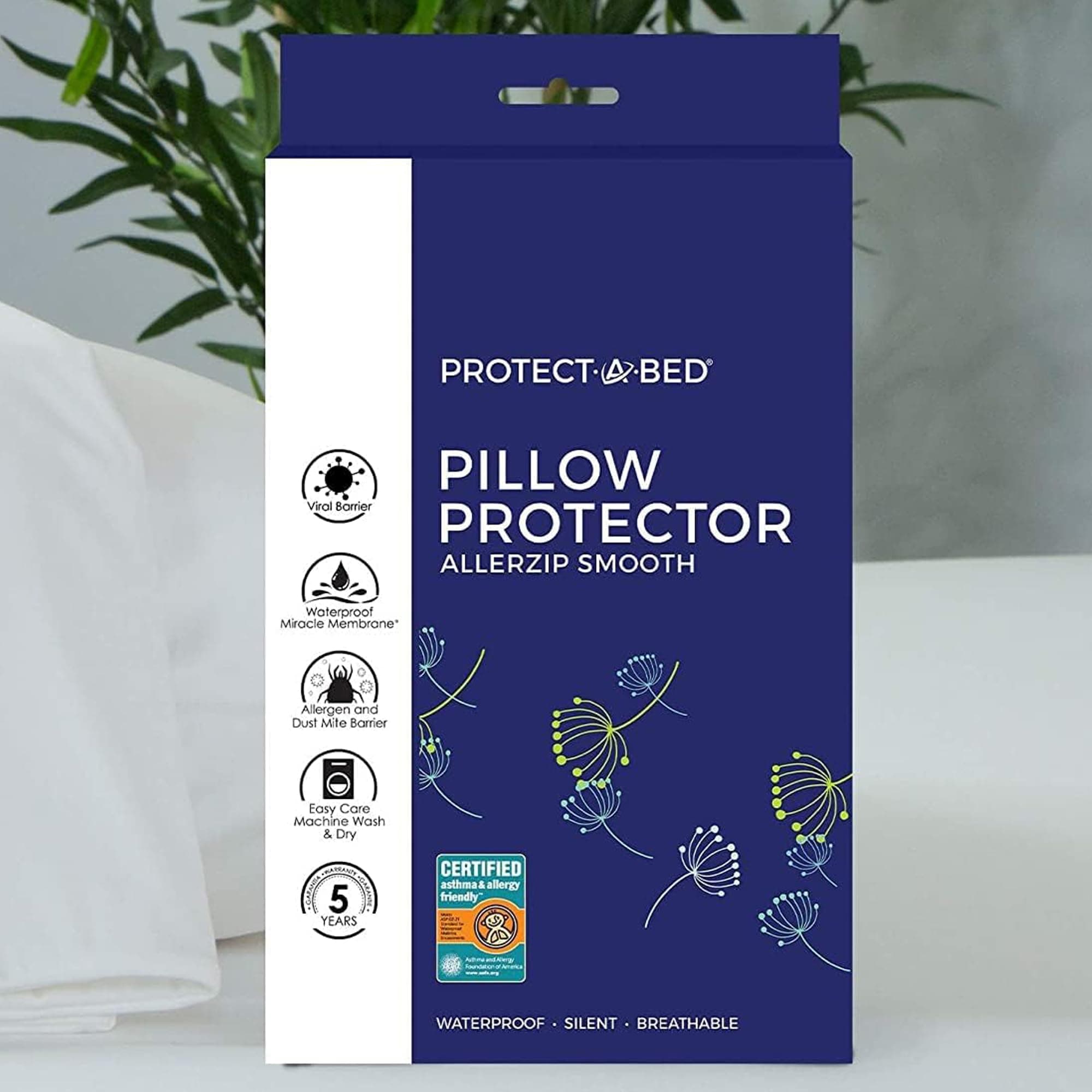 Protect-A-BedAllerZip Pillow Protector, Zippered, Waterproof, 2-pack, Standard Size
