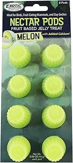 Nectar Pods (Melon) - Calcium-Fortified Jelly Fruit Treat - Sugar Gliders, Marmosets, Squirrels, Parrots, Cockatiels, Parakeets, Lovebirds, Conures, Hamsters, Day Geckos, Kinkajous & Other Small Pets