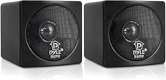 Pyle 7.6cm Mini Cube Bookshelf Speakers, 100W Compact Stereo Speakers for Home Audio, Desktop, and TV, Clear Full-Range Sound, Pair (Black)