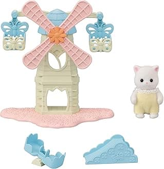 Baby Windmill Park, Dollhouse Playset with Persian Cat Figure Included includes windmill with swing, slide, seesaw and figure Medium