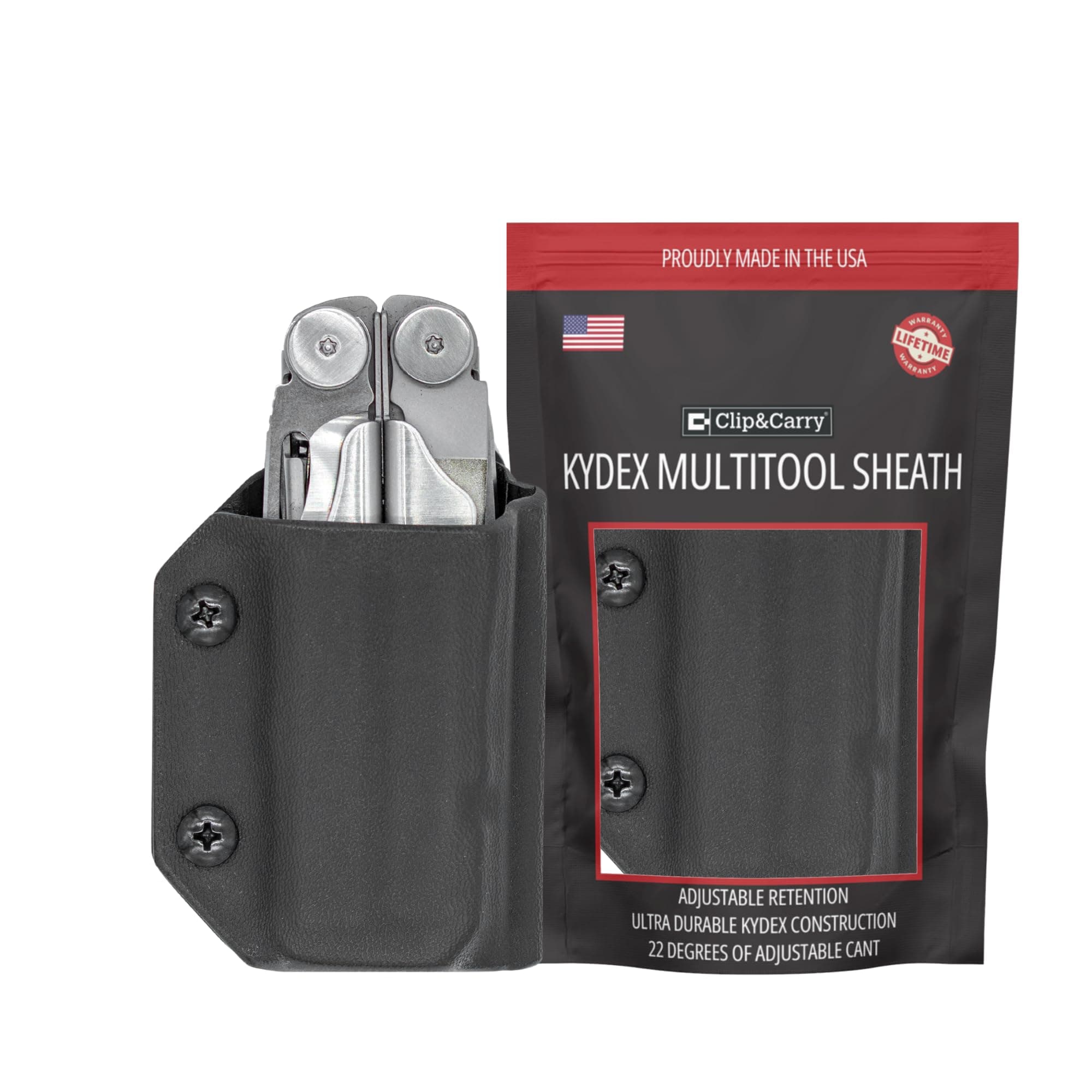 Clip & Carry Kydex Multitool Sheath for LEATHERMAN Wave & Wave + Plus - Made in USA - Multi Tool Sheath Holder Cover Belt Pocket Holster - Multi-Tool not Included