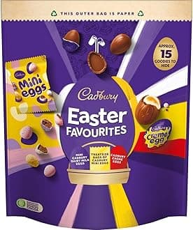 Cadbury Easter Favourites, Mini Dairy Milk Chocolate Eggs, Treatsize Mini Egg Bags and Creme Eggs, 335 g (Pack of 1)