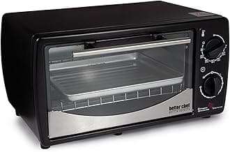 Better Chef Basic Toaster Oven | 4-Slice | 60-Minute Timer | Slide Out Rack | Bake Tray | Broil (Black)