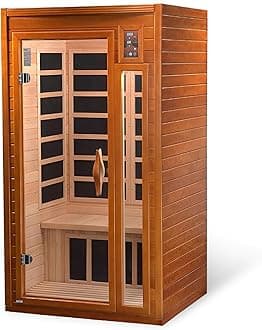 DYNAMIC SAUNAS Barcelona 1- to 2-Person Low EMF FAR Infrared Sauna with Red Light Therapy & Bluetooth Speakers | Personal Indoor Dry Heat Sauna for Home & Gym – Made from Canadian Hemlock