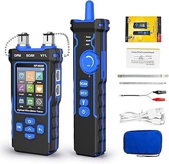 NOYAFA NF-8508 Network Cable Tester with Optical Power Meter, CAT5 CAT6 Cable Toner Ethernet Cable Tester, RJ45 Network Tester, VFL PoE QC Test Wire Tracer Port Flashing 200M Length Test
