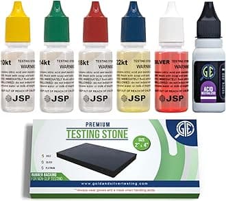 Gold and Silver Jewelry Testing Solutions Kit 10k 14k 18k 22k 24k Scratch Stone Acid Test Scrap Bars Coins