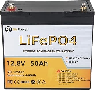 12V 50AH Lithium Battery,5000+ Deep Cycle LiFePO4 Battery with Built-in 50A BMS fit for Home Storage,Trolling Motor,RV,Off-Grid System,Solar Power System,Marine