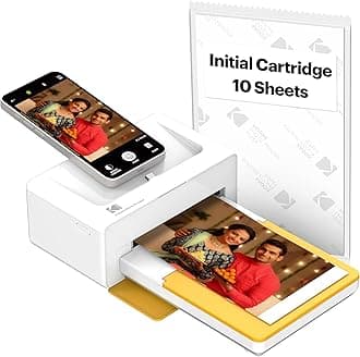 KODAK Dock Plus 4Pass Instant Photo Wireless Colour Home Inkjet Printers (4X6") + 10 Sheets, White