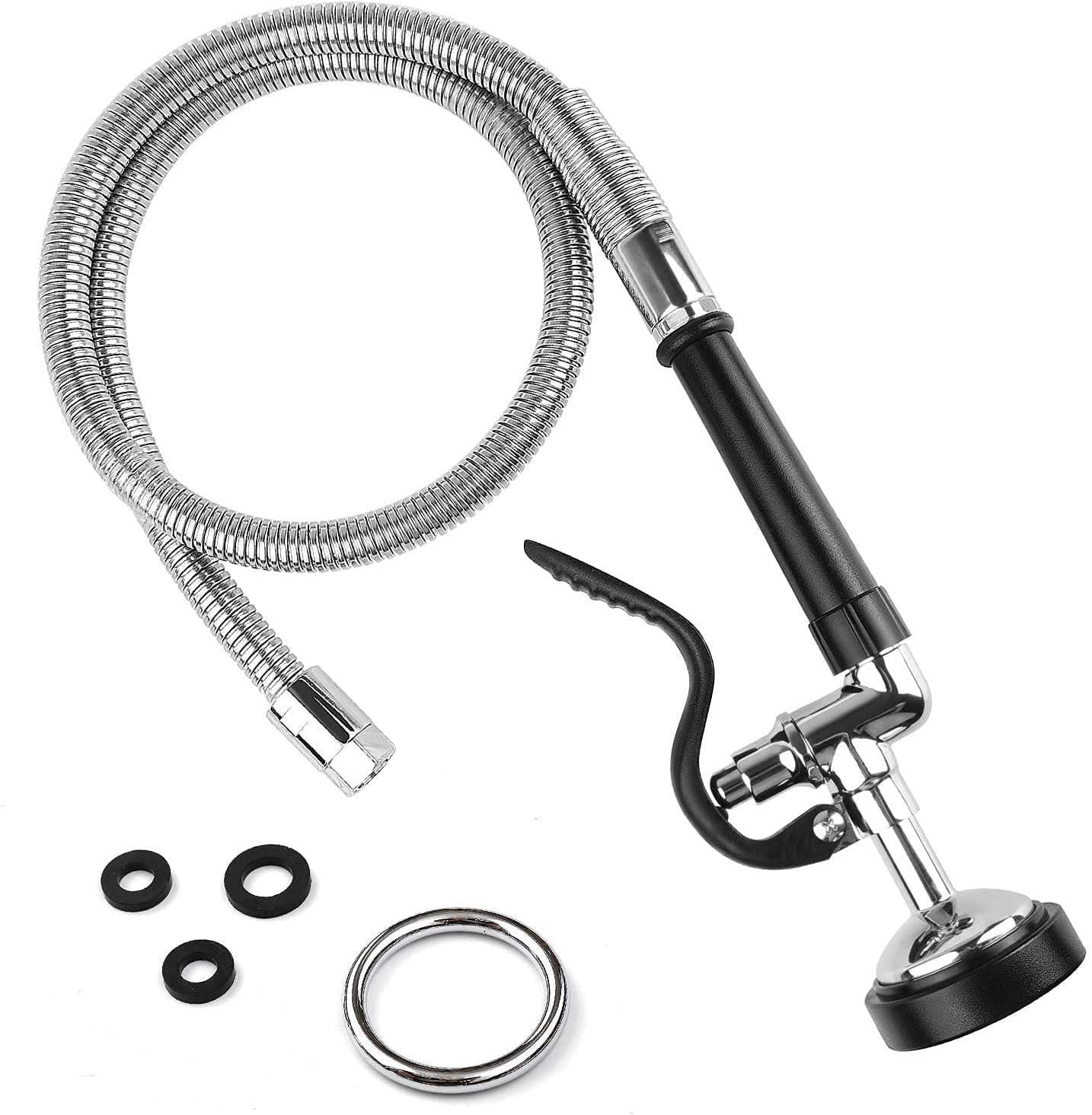 Pre-Rinse Replacement Kit - High Pressure Spray Head and Stainless Steel Hose Connection for Commercial Sink Tap