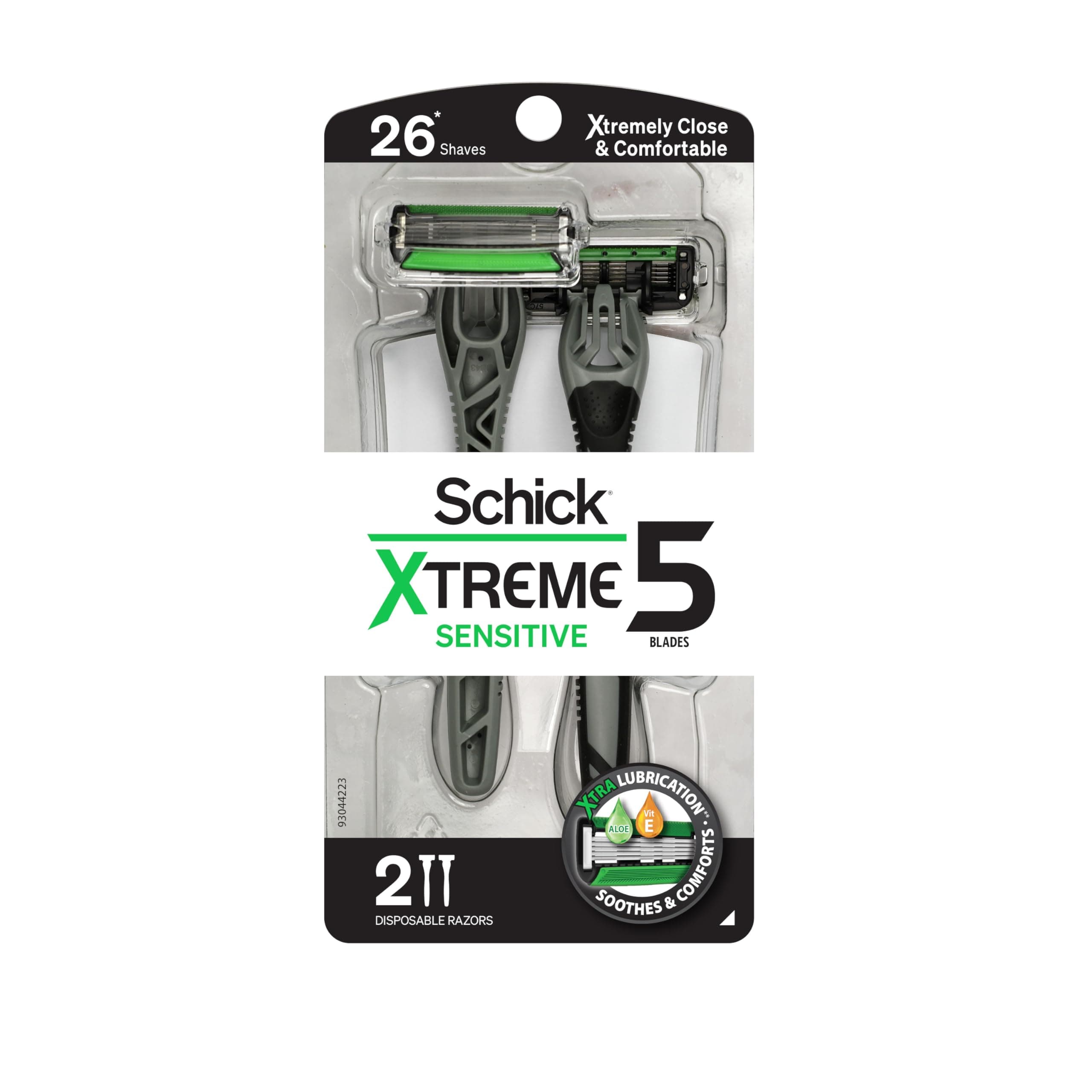 Xtreme 5 Blade Disposable Razors for Men, 2 ct, Men's Sensitive Skin Razor Pack, Protects Skin from Irritation