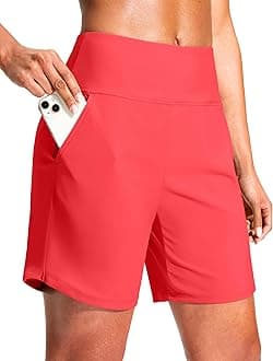 G Gradual Women's 7" Quick Dry Swim Board Shorts Swimming Bottoms High Waisted Beach Shorts for Women with Liner Pockets