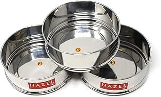 Hazel Alfa Stainless Steel Stackable Seperator, Cooker Dabba for 8 Ltr Pressure Cooker - 16.5 cm, Set of 3