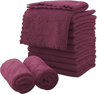 MOONQUEEN Microfiber Facial Cloths Fast Drying Washcloth 12 Pack - Premium Soft Makeup Remover Cloths - Burgundy