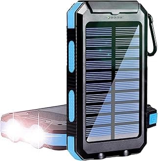 Solar Power Bank, YELOMIN 20000mAh Portable Outdoor Solar Charger, Camping Waterproof Backup Battery Pack with Dual USB 5V Outputs/LED Flashlights and Compass for Cellphones, Perfect for Hiking Travel