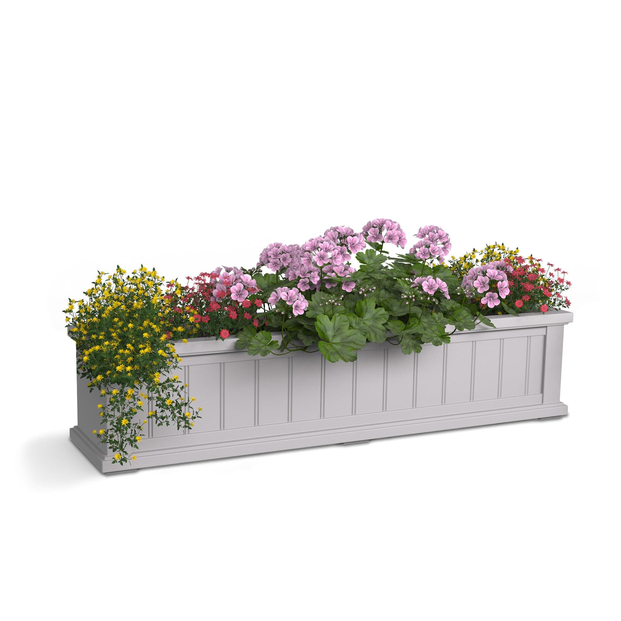 Cape Cod 4ft Window Box - White - 48in L x 11in W x 10.8in H - Polyethylene - Built-in Water Reservoir (4841-W)