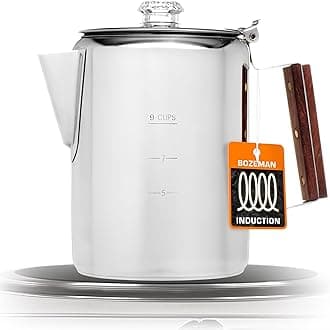 Bozeman Induction Coffee Maker — Percolator Coffee Pot, Coffee Percolator – Brews 3 Kinds of Ways: Fire, Stovetop, & Induction [9 cup, Induction]