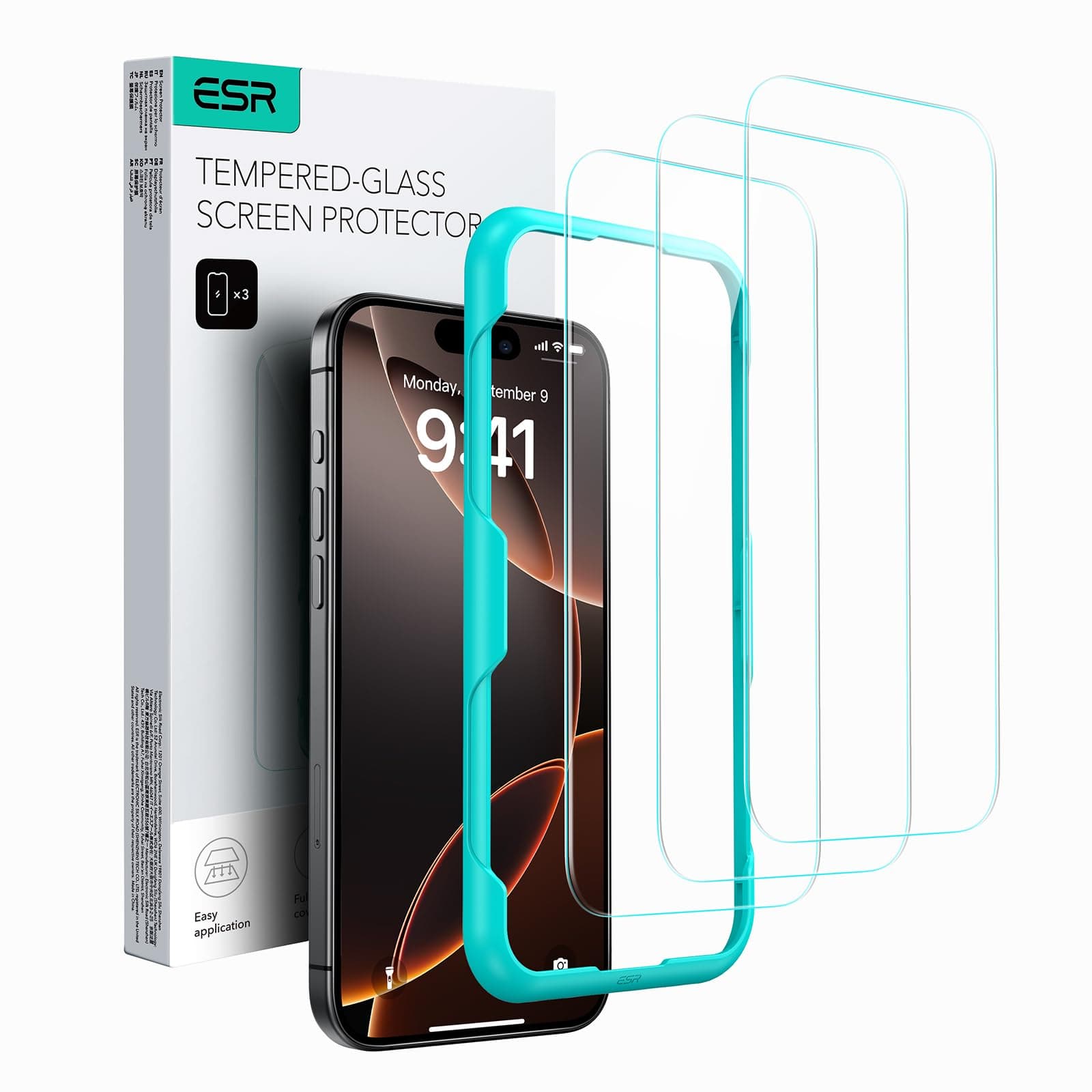 3 Pack for iPhone 16 Pro Max Screen Protector, [9H Hardness] [Military Grade Shatterproof] Tempered Glass Film with Easy Installation Tool, HD Clear, Scratch Resistant