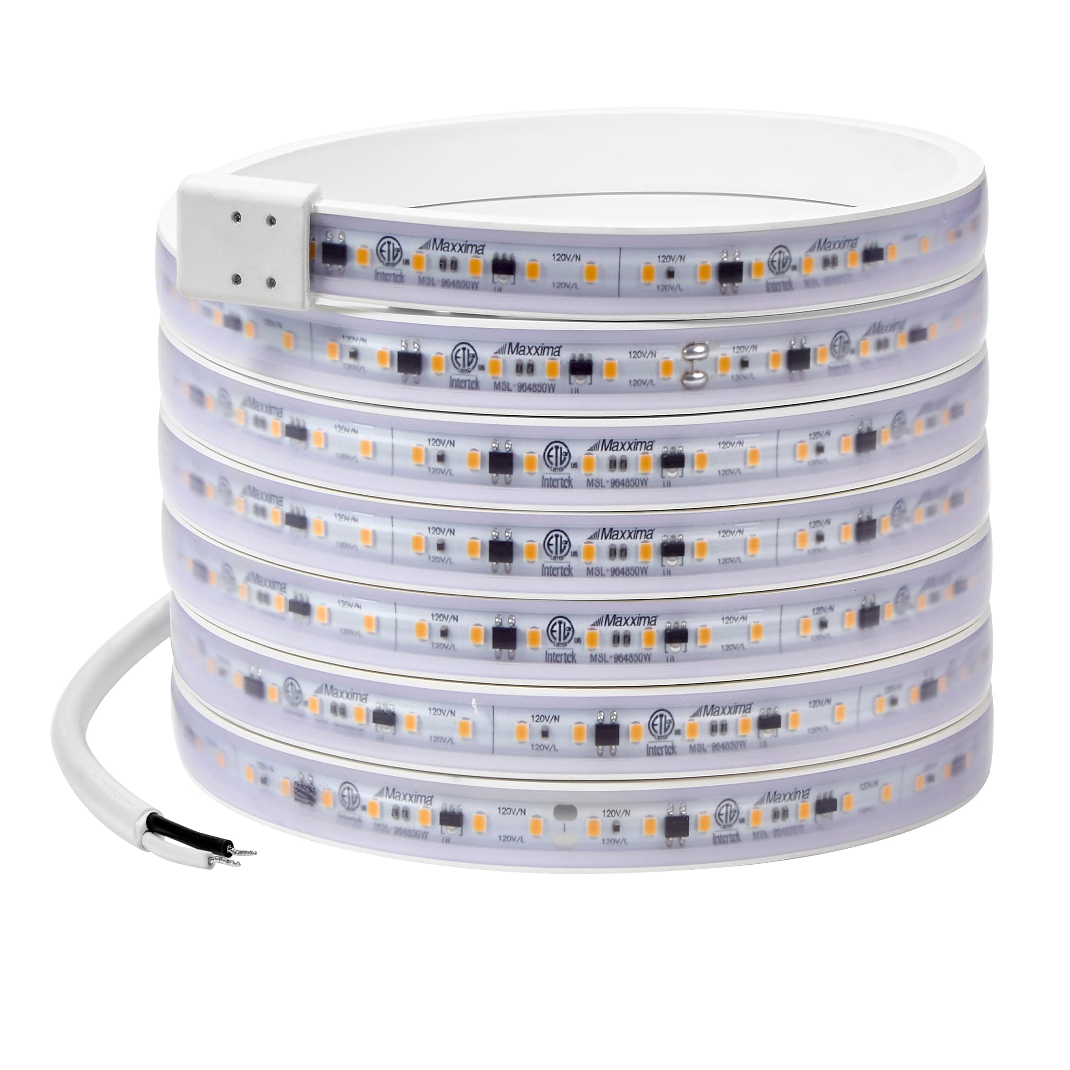 Maxxima 96 in. Hardwired LED Under Cabinet Strip Light, 3680 Lumens, 3000K Warm White, Kitchen and Living Room 120V White Cove Lighting, No Power Supply Needed