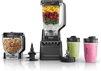 Ninja Blender, Kitchen System for-Smoothie, Frozen, Extract, Chop & Dough, Pitcher, 8-cup Food Processor Bowl, Smoothie Cup, Ninja Total Crushing, 1200 Watt, BPA Free, Dark Grey, BR601AMZ
