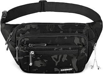 CXWMZY Fanny Packs For Women & Men Waist Pack Hip Bum Bag with Multi-Pockets Large Capacity Waterproof Casual Bum Bag for Disney Traveling Casual Cycling Running Hiking (Camo Black)
