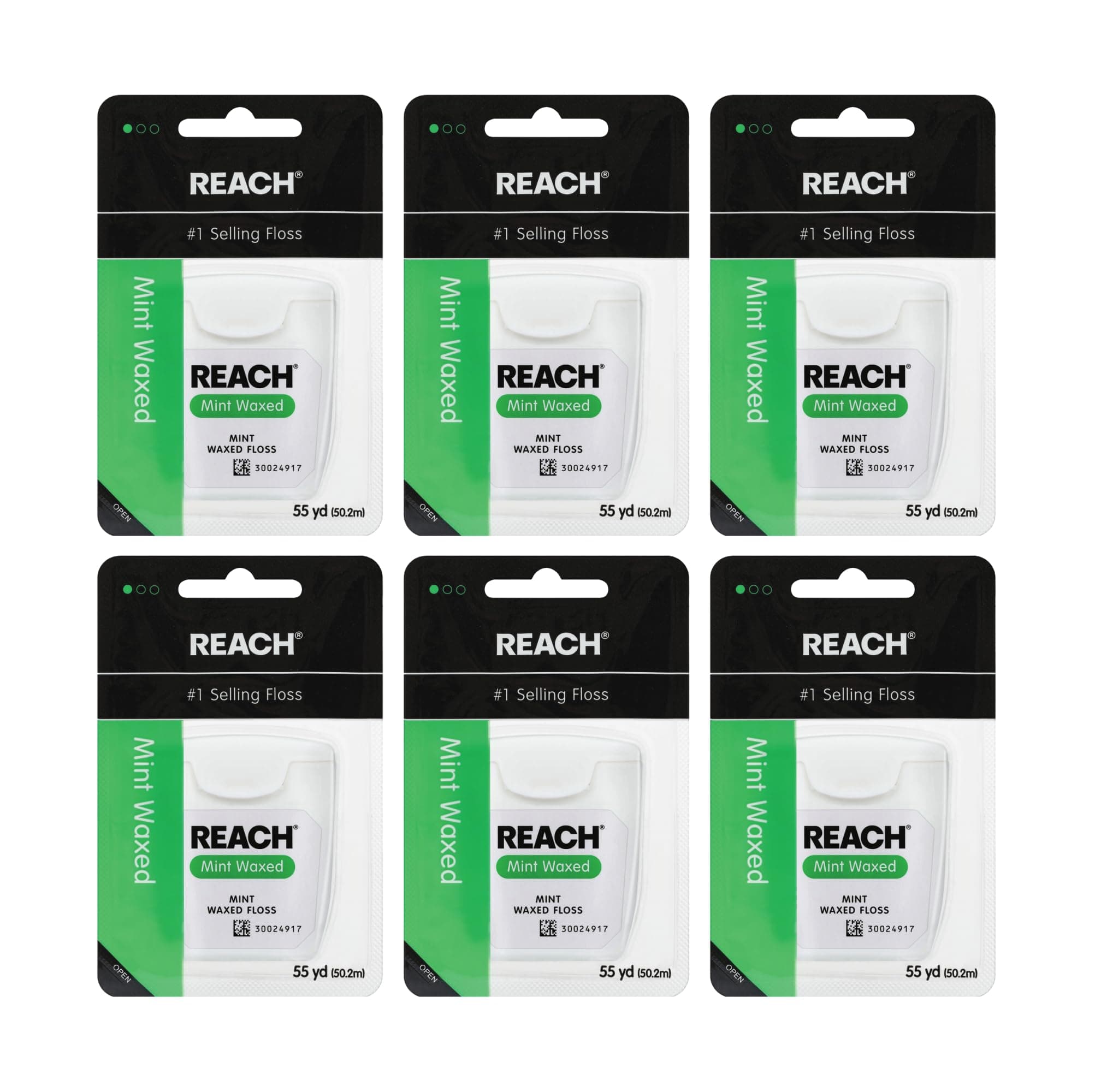 Waxed Dental Floss Bundle | Effective Plaque Removal, Extra Wide Cleaning Surface | Shred Resistance & Tension, Slides Smoothly & Easily, PFAS FREE | Mint Flavored, 55 YD, 6pk