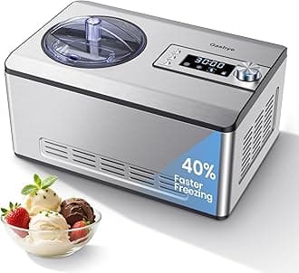 Gasbye Ice Cream Maker with Upgraded Compressor, [40% Faster Freezing], No Pre-Freezing Needed, LED Display, 2.1 Qt Capacity, Easy Operation for Ice Cream & Yogurt, Stainless Steel
