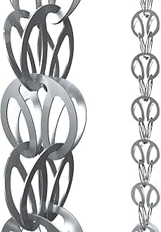 Rain Chains Direct Modern Loop, 8.5 Feet Length, Aluminum, Gray, Functional and Decorative Replacement for Gutter Downspouts