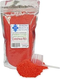 Baking Beauty and Beyond Premium Candy Floss Sugar 200g - Christmas Red Strawberry Flavour