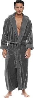 - Plush Mens Robe with Hood, Hooded Big and Tall Robes for Men, Sherpa Fleece Robe for Men