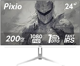 Pixio PX248 Wave White 24 inch 200Hz Refresh Rate FHD 1080p Resolution Fast IPS Panel 1ms GTG Response Time Built-in Speakers Gaming Monitor with Adaptive Sync