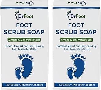 Dr Foot Foot Scrub Soap Repair Dry Cracked Heels, Dead Skin & Calluses Remover with Almond & Pure Aloe Vera Extracts – 100gm - Pack of 2 - (Pack of 2)