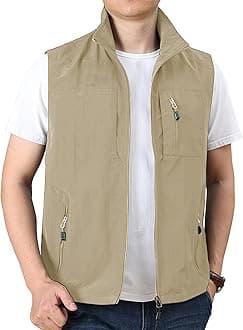Mens Lightweight Vest Summer Casual Outdoor Vest Utility Travel Golf Work Zip Sleeveless Jacket with Pockets