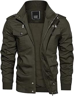 – Mens Warm Fleece Cargo Jacket Winter Military Bomber Jackets Windproof Work Coat with Multi Pockets