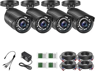ZOSI CCTV Security Camera Set of 4, 1080P, 2.3 Megapixels, Full High Definition, TVI, Security Camera, 36 Infrared, Night Vision Function, IP67 Waterproof, Metal