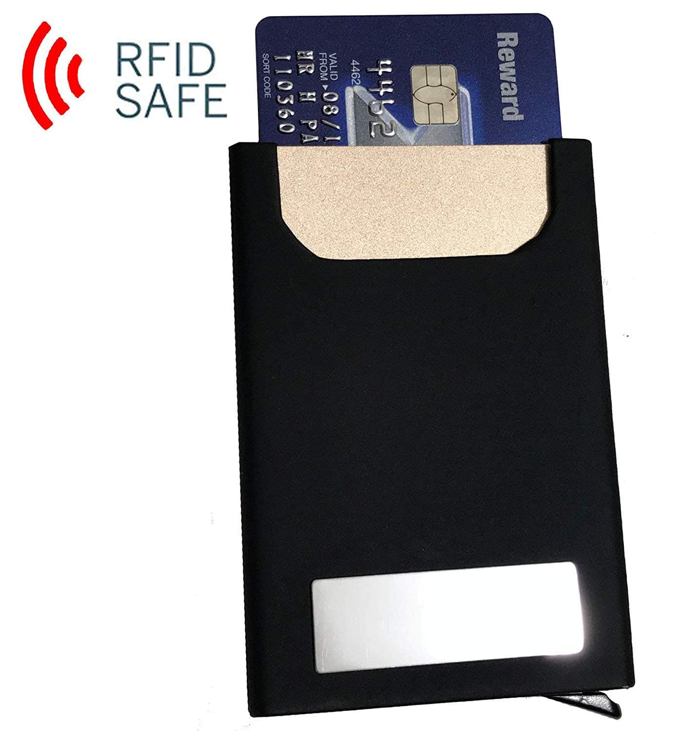 SNDIA Credit Card Holder Pop Up RFID Blocking Security Slim Wallet Case for Men and Women (Golden)