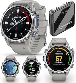 Wearable4U - Garmin Descent Mk3 & Mk3i 51 mm & 43 mm, Titanium Dive Computer +Extra-Long Strap | Up to 25 Days Battery Life, AMOLED Display, Multi-Band GPS Smartwatch & Gift Bundle (010-02753-03)