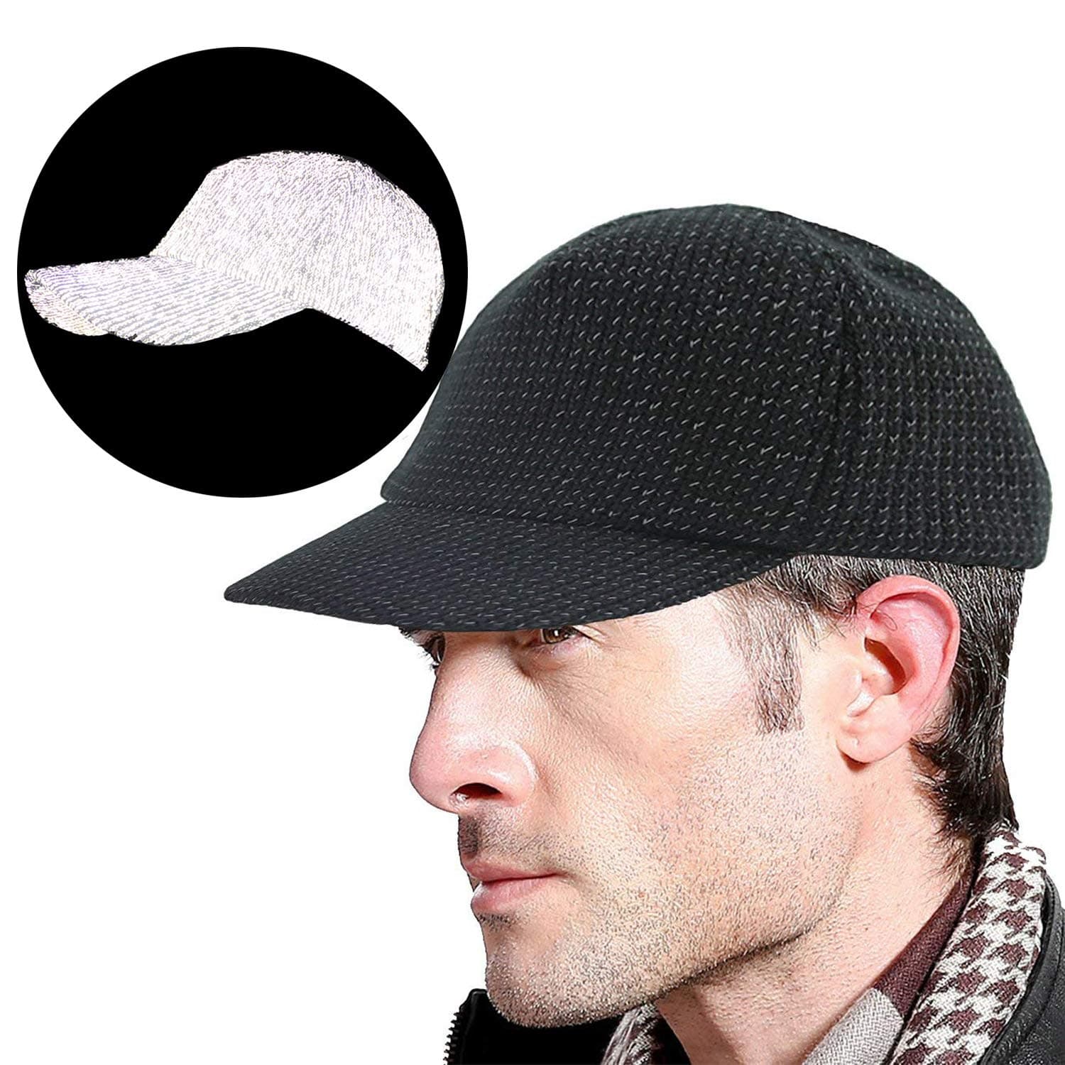 Reflective Hat Base Ball Cap, Knitted Safety Night Running Hat, High Visibility