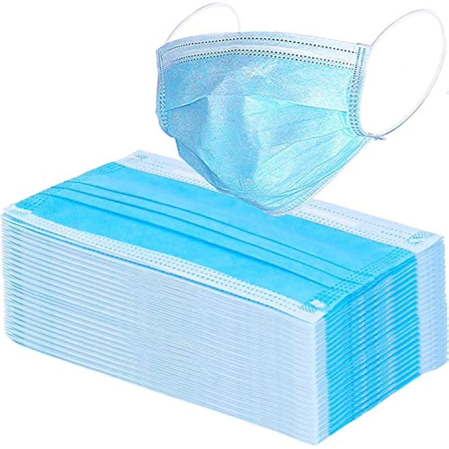Wecolor 100 Pcs Disposable 3 Ply Face Masks（Blue&green）