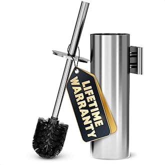 Silver Toilet Brush and Holder Set with Wall Mount