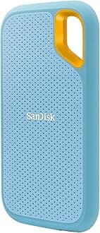 SanDisk 1TB Extreme Portable SSD - Up to 1050MB/s USB-C USB 3.2 Gen 2 IP65 Water and Dust Resistant Updated Firmware Sky Blue - External Solid State Drive - SDSSDE61-1T00-G25B