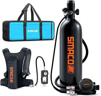 SMACO S700 Plus Mini Scuba Tank 2L Portable Diving Tank Reusable Pony Bottle for Underwater Exploration Lung Air Tank Kit Diving Cylinder for Emergency Rescue Boat Cleaning Backup Air Source
