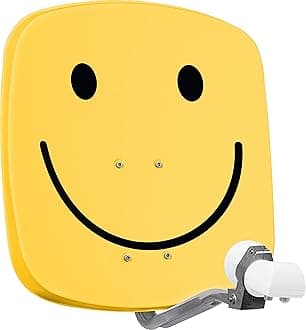 TechniSat DIGIDISH 45 – Satellite Dish for 2 Participants (45 cm Small Satellite System – Complete Set with Wall Mount and Universal Twin LNB) Smiley Yellow