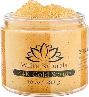 24K Gold Body Scrub, Natural Exfoliating Face Sugar Scrub With Anti-Aging Properties, Pure Skin Moisturizer, Reduce Wrinkles Deep Pore Cleansing Moisturizing Hydrating Skincare, Great Gift for Women
