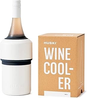 Huski Wine Chiller | Award Winning Iceless Design | Keeps Wine Cold up to 6 Hours | Wine Accessory | Next Generation Ice Bucket | Fits Some Champagne Bottles | Perfect Gift for Wine Lovers (White)