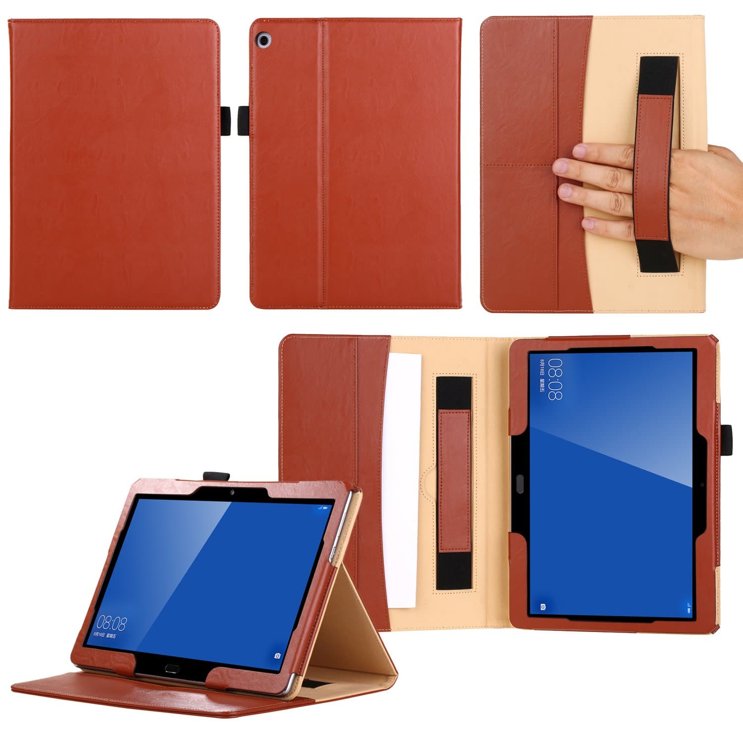 Huawei Mediapad M3 Lite 10.1 Case, PU Leather Folio Stand Cover Case for Huawei MediaPad M3 10.1 Tablet - Brown