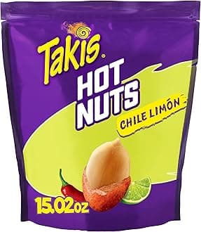 Takis Chile Limon Hot Nuts 15.02 oz Sharing Size Resealable Bag, Chili Pepper & Lime Flavored Mild Spicy Double-Crunch Peanuts