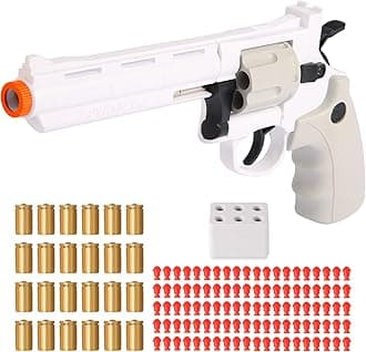 357 Full-Size Realistic Toy Revolver with Quick Cylinder Release & 32FT Precision Shooting - Durable ABS, Safe for Kids, Backyard Games & Cosplay - Includes Speed Loader, 24 Shells & 100 Soft Bullets