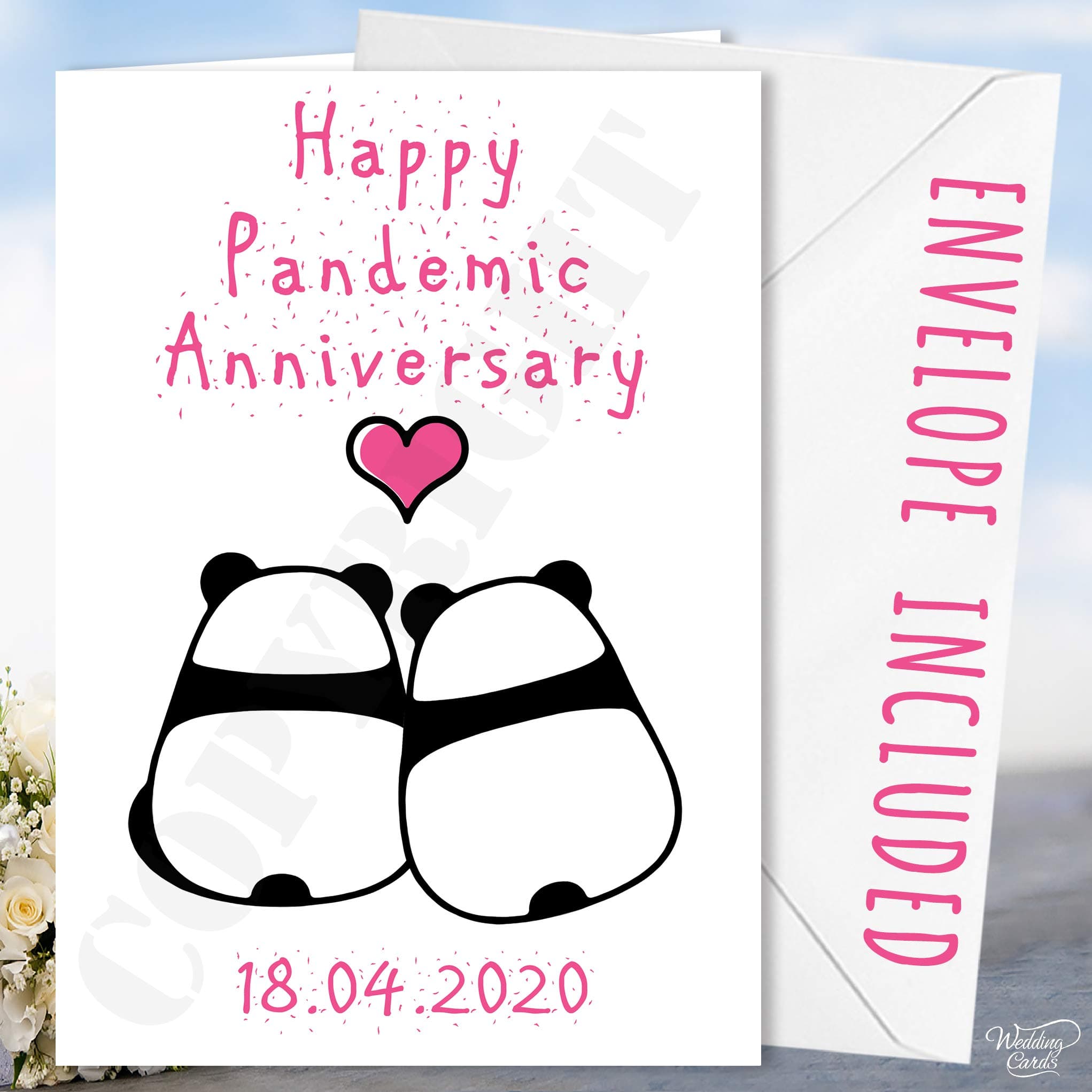 Happy Anniversary Pandas Personalised Card